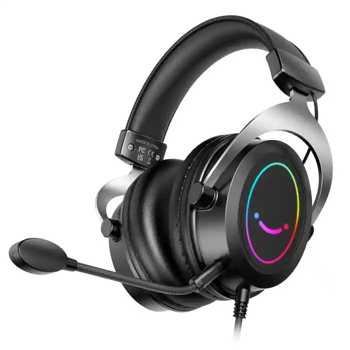FIFINE AmpliGame H3 RGB Headset with 3.5mm TRRS Jack for PS4/5, Xbox, Switch, In-line Volume & Mute Control